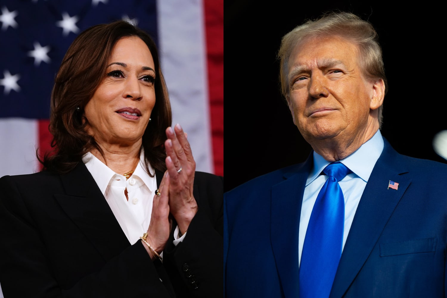 Ứng viên tổng thống đảng Cộng hòa Donald Trump (phải) và Phó tổng thống Kamala Harris (trái) trong buổi tranh luận ở Philadelphia, bang Pennsylvania ngày 10/9. Ảnh: AFP